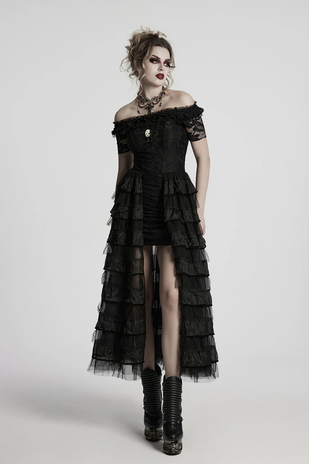 Victorian Gloom Layered Lace Dress - Image 2