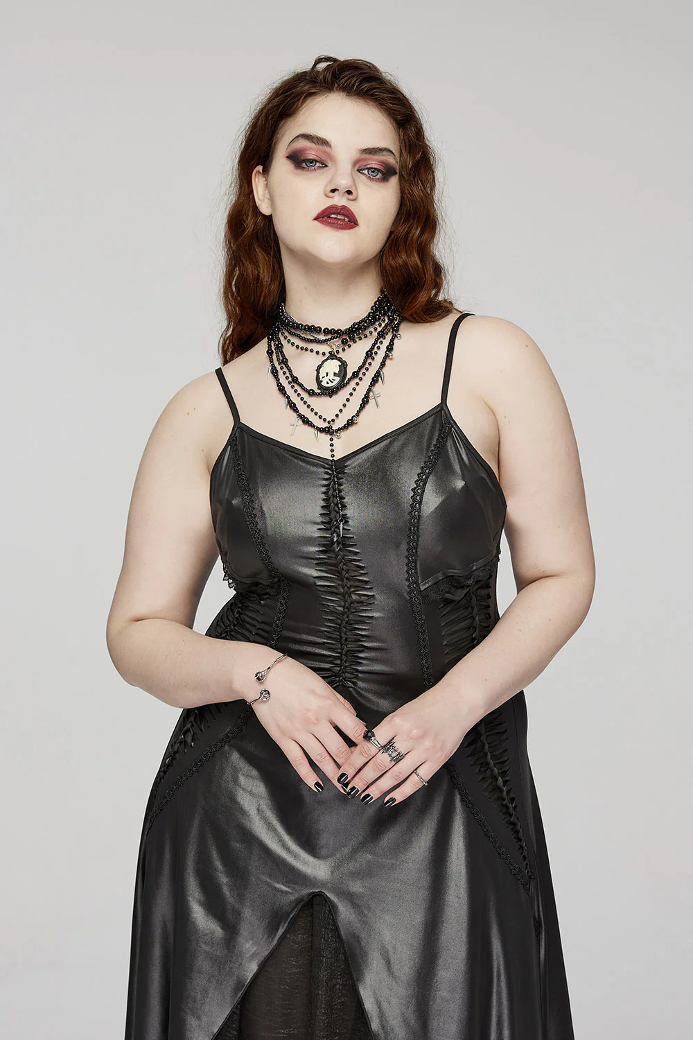 Victorian Goth Cameo Skeleton Stacked Necklace Set - Image 3