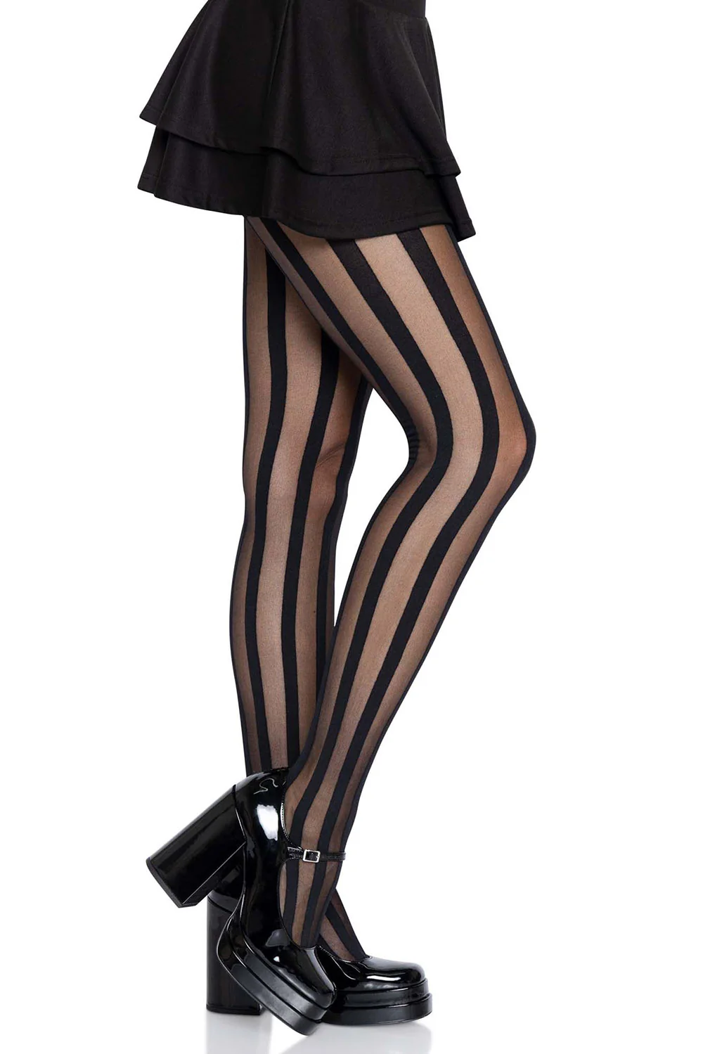 Victorian Goth Vertical Striped Tights - Image 2