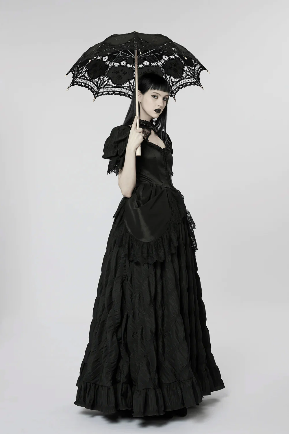 Victorian Mourning Bustle Dress - Image 11