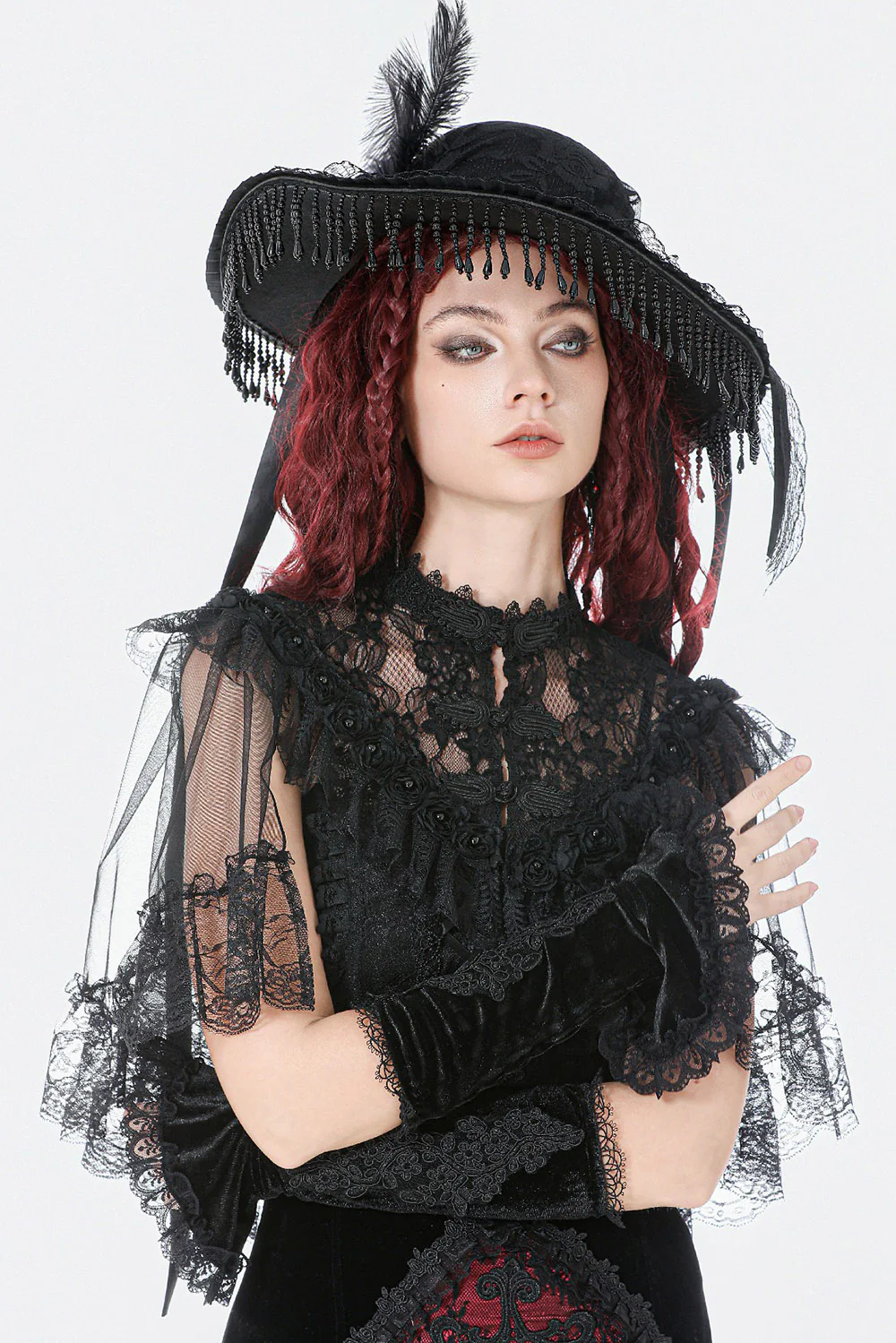 Victorian Parlor Black Lace Hat - Image 3