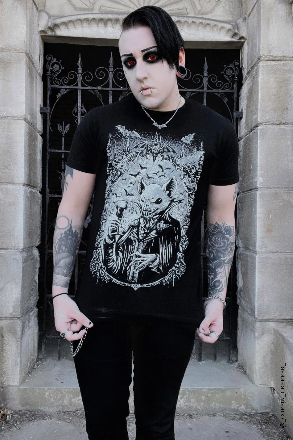Victorian Vampire Bat T-shirt - Image 3