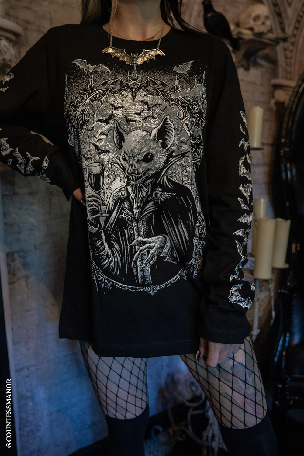 Victorian Vampire Bat T-shirt - Image 8