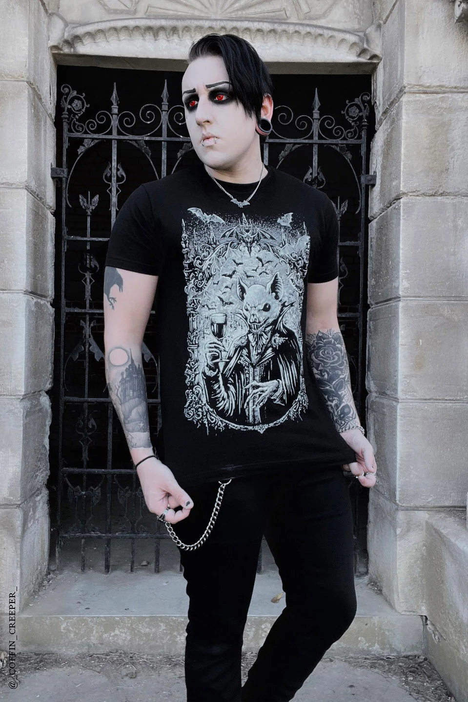 Victorian Vampire Bat T-shirt - Image 9