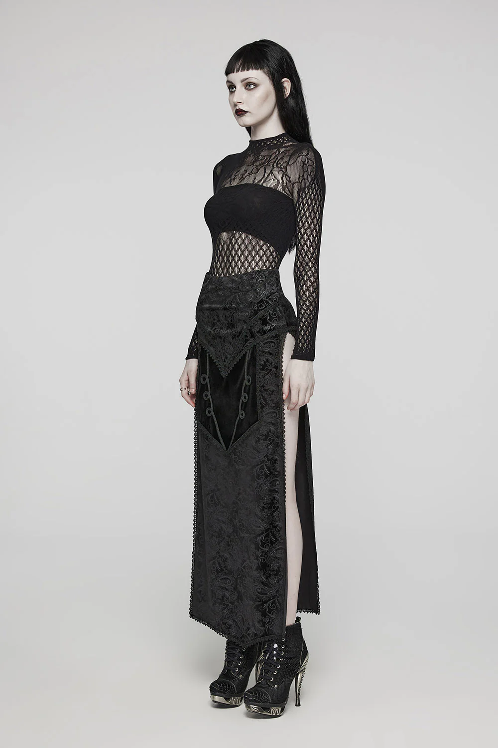 Vlad Velvet Leg Slit Skirt - Image 3
