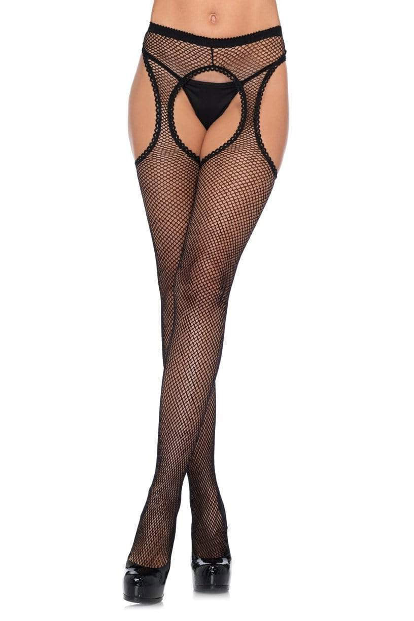 Wicked Cut Out Fishnet Suspender Tights - Image 3