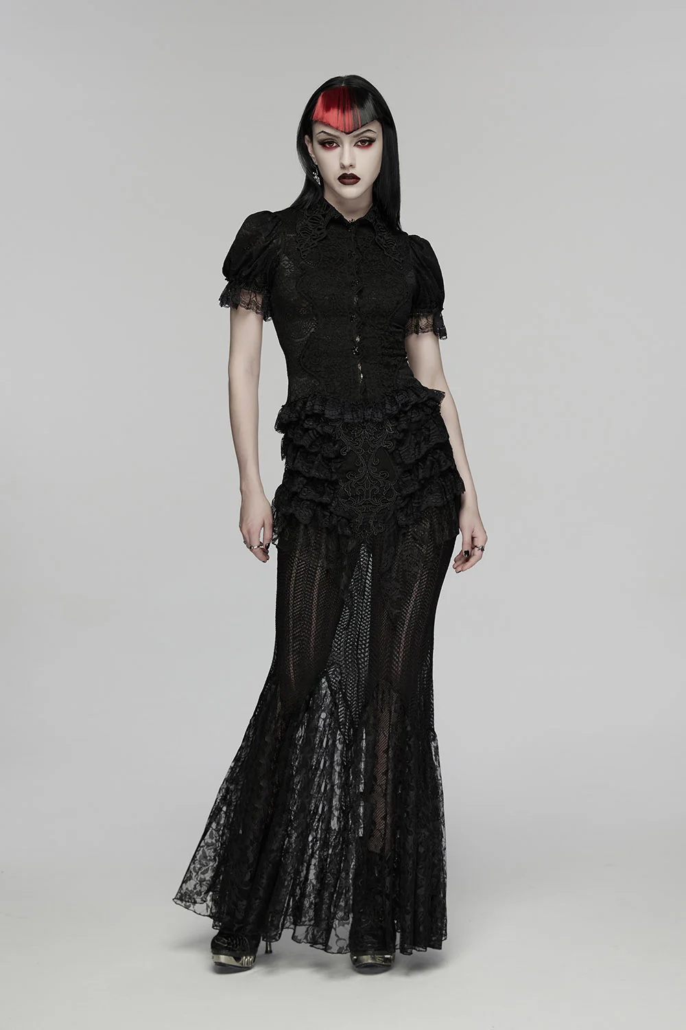 Widow's Lace Puff Sleeve Top - Image 6