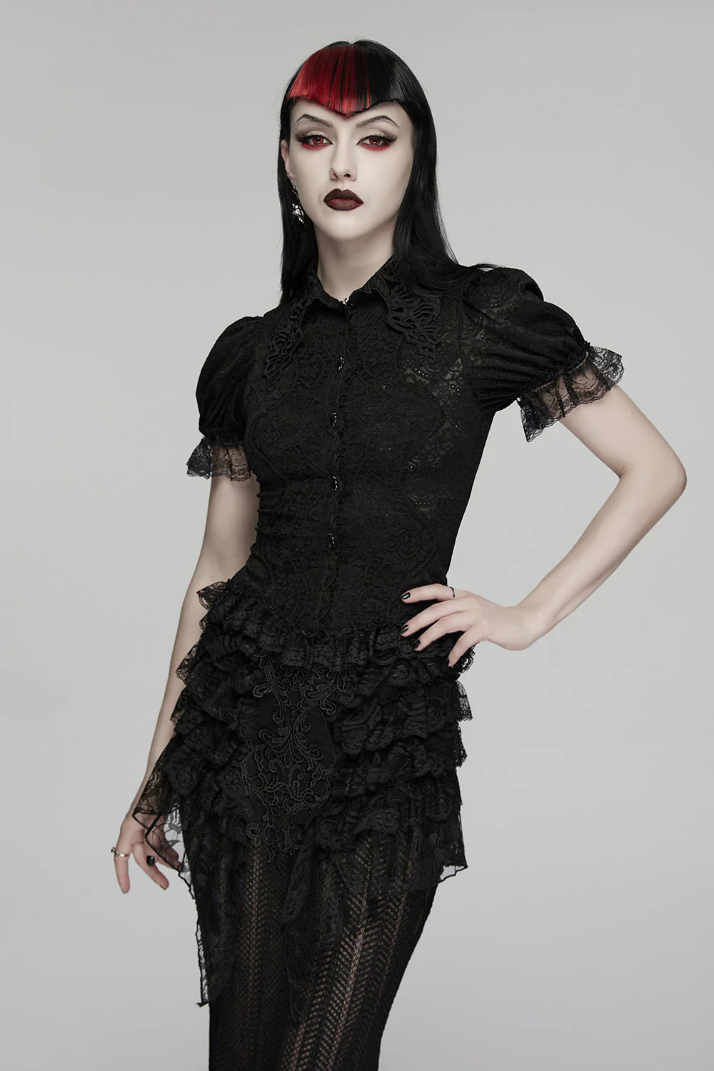 Widow's Lace Puff Sleeve Top - Image 8