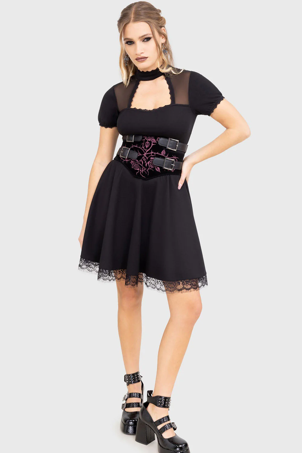 Wilted Petals Underbust Belt [Black/Purple] - Image 4