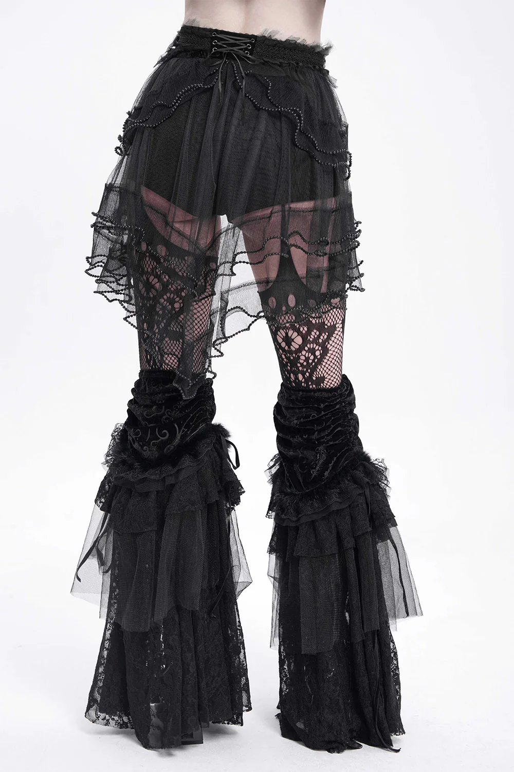 Wither Lace-Up Shorts with Layered Mesh Train - Image 6