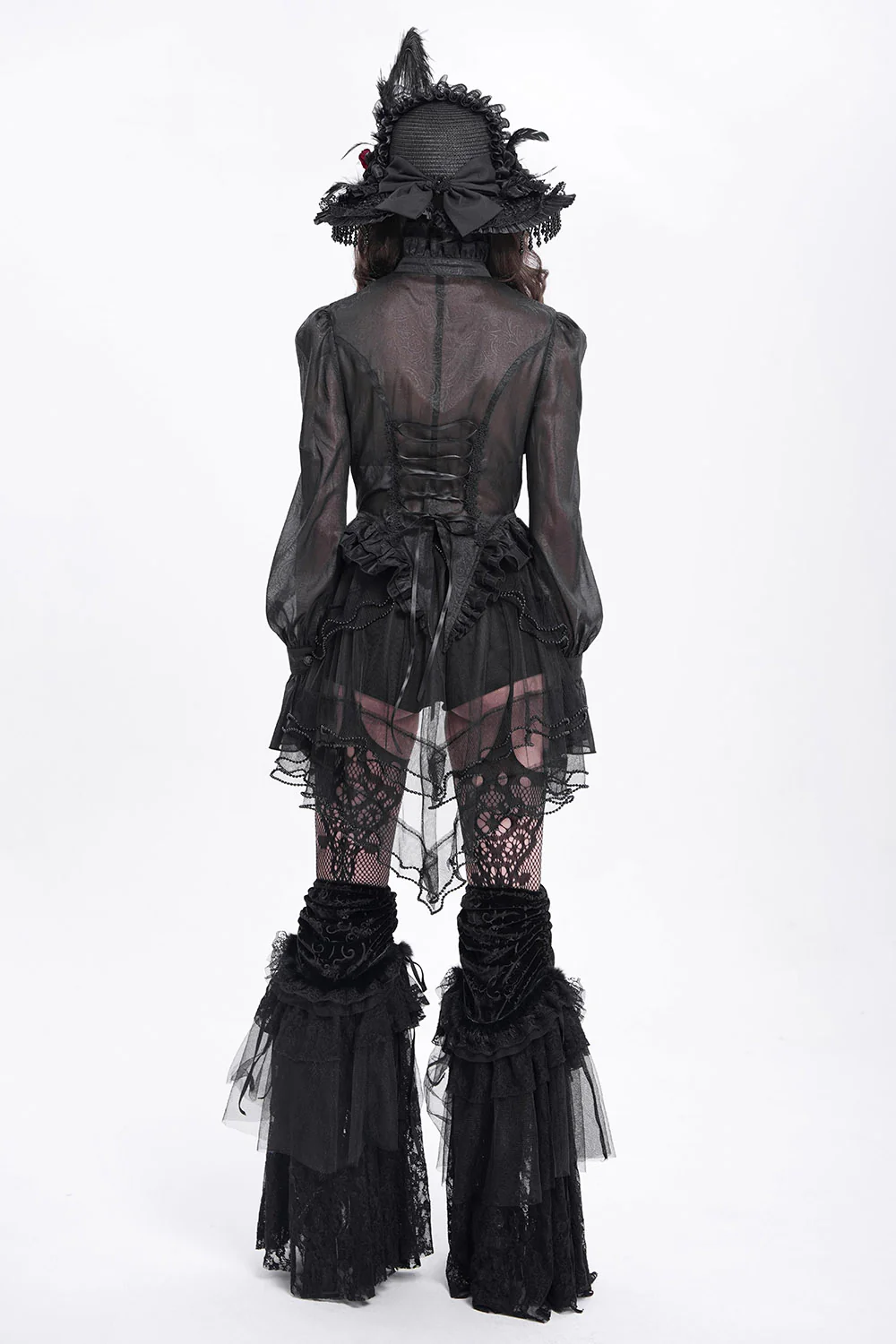 Wither Lace-Up Shorts with Layered Mesh Train - Image 8