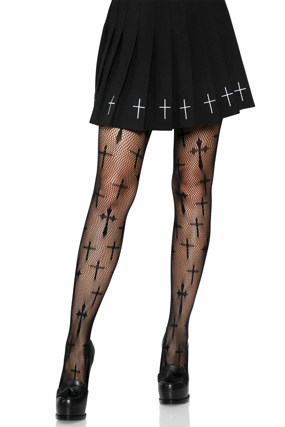Worship Me Cross Net Tights