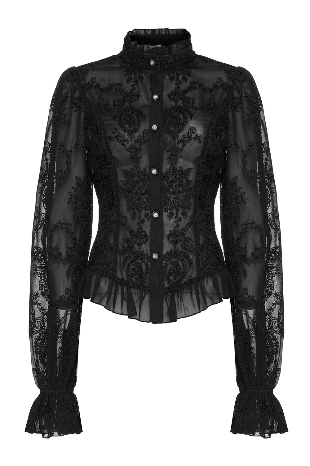 Wraithlace Sheer Puff Sleeve Shirt [Black] - Image 6