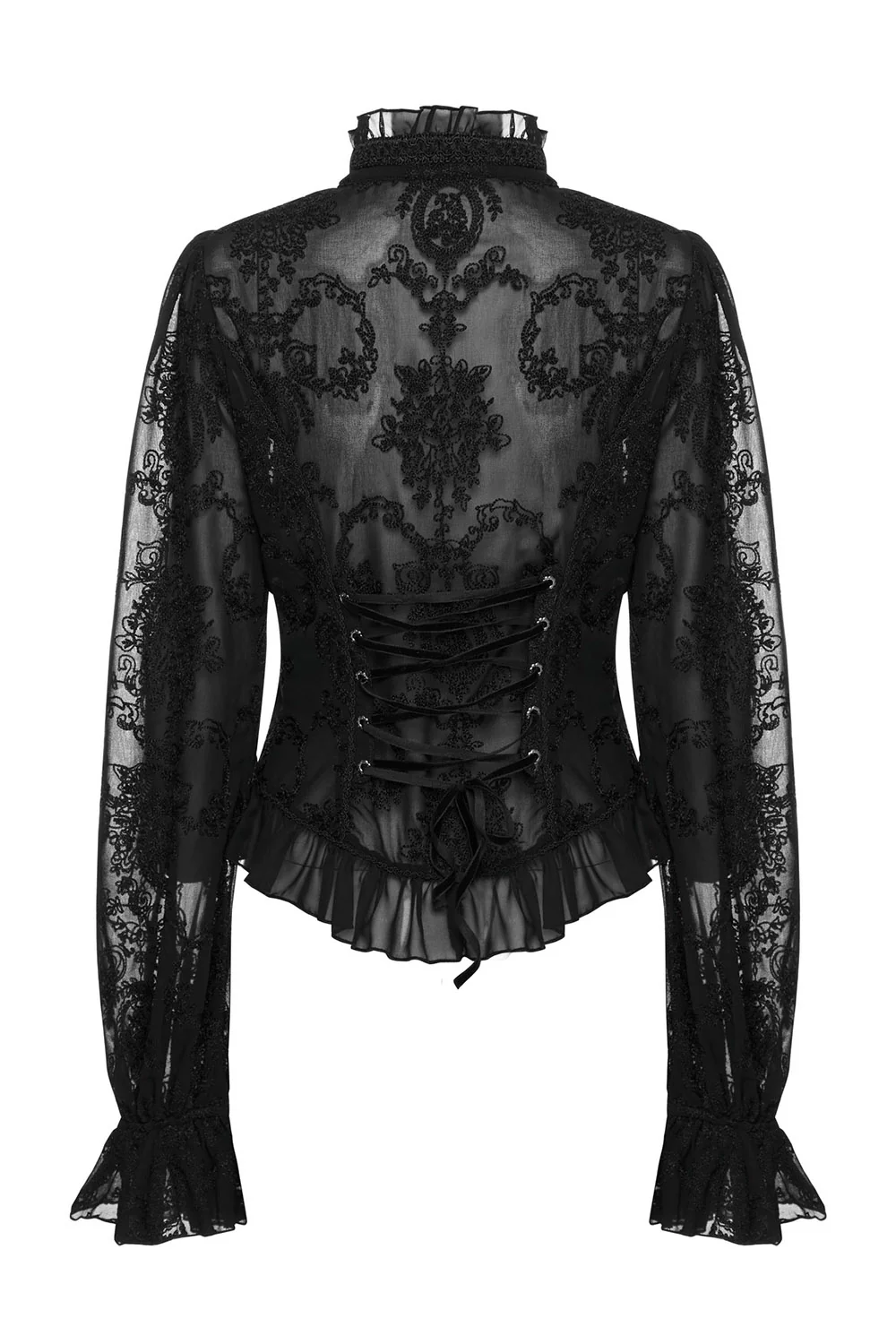 Wraithlace Sheer Puff Sleeve Shirt [Black] - Image 8