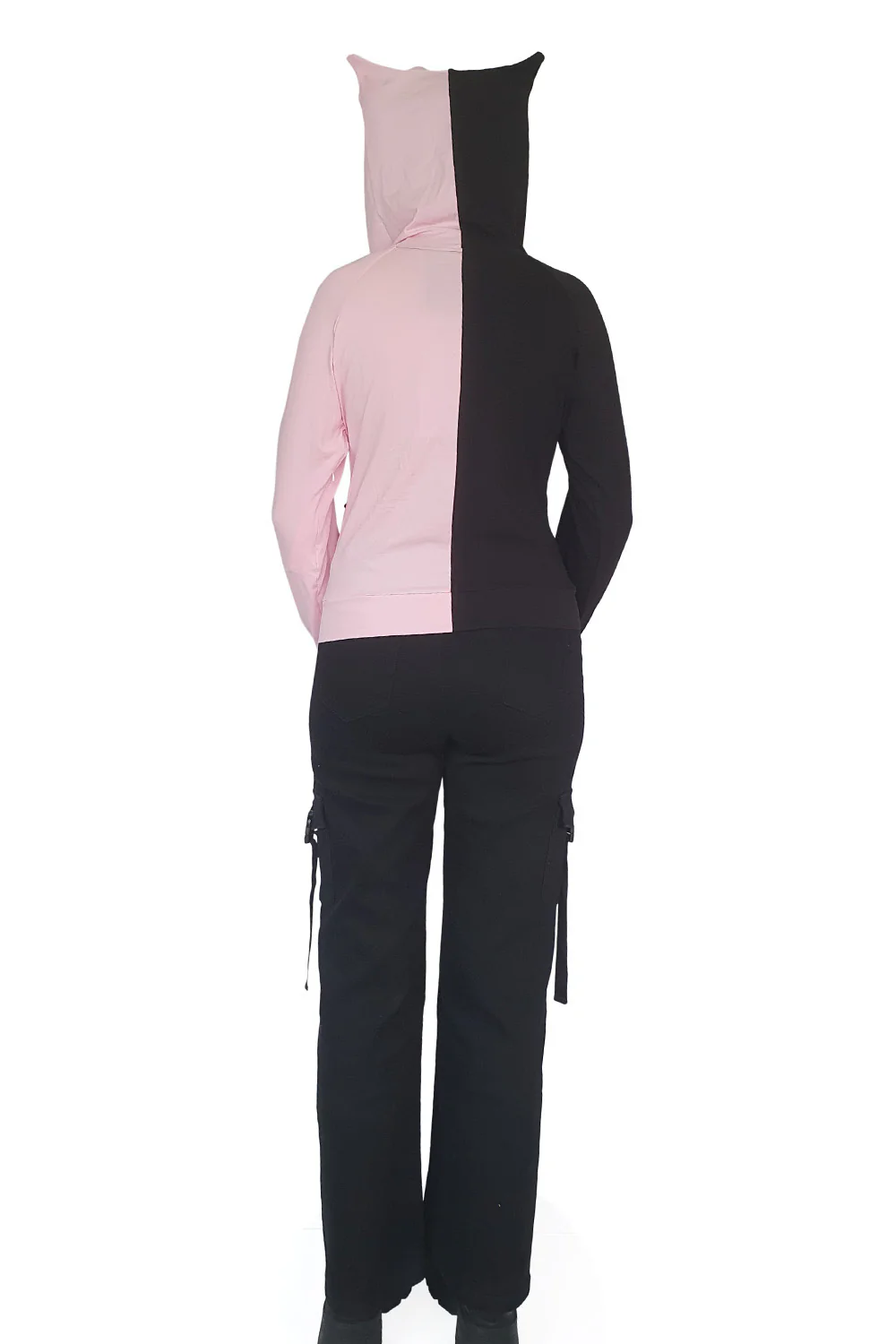 Yuri Half and Half Hoodie [BLACK/PINK] - Image 2