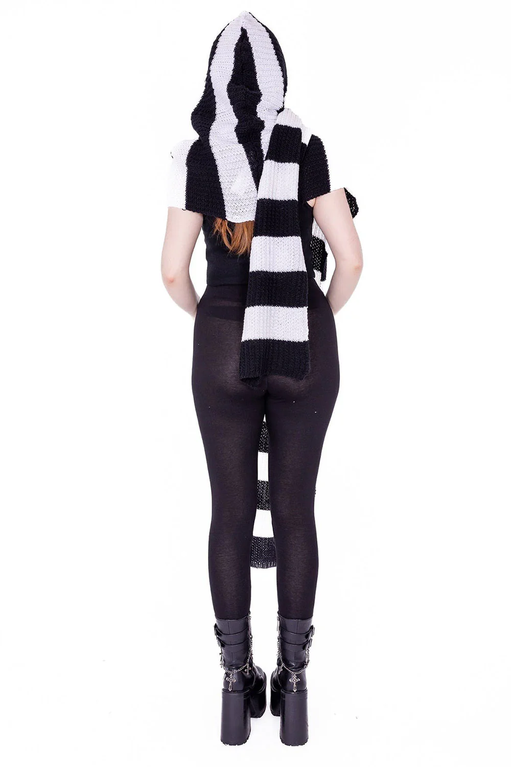 Zenni Hooded Scarf [BLACK/WHITE] - Image 4