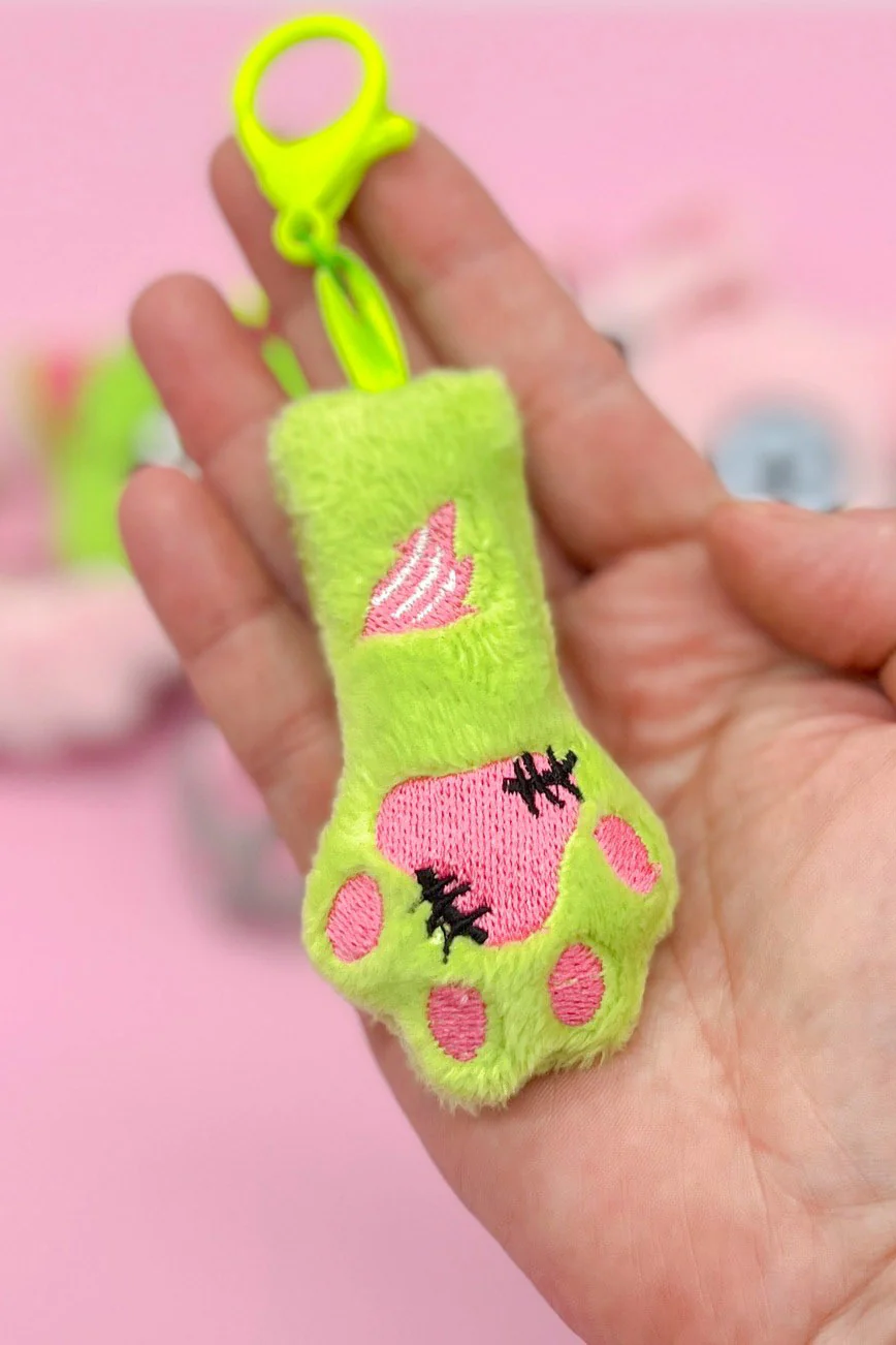 Zombie Cat Paw Bag Charm Keychain [Green]