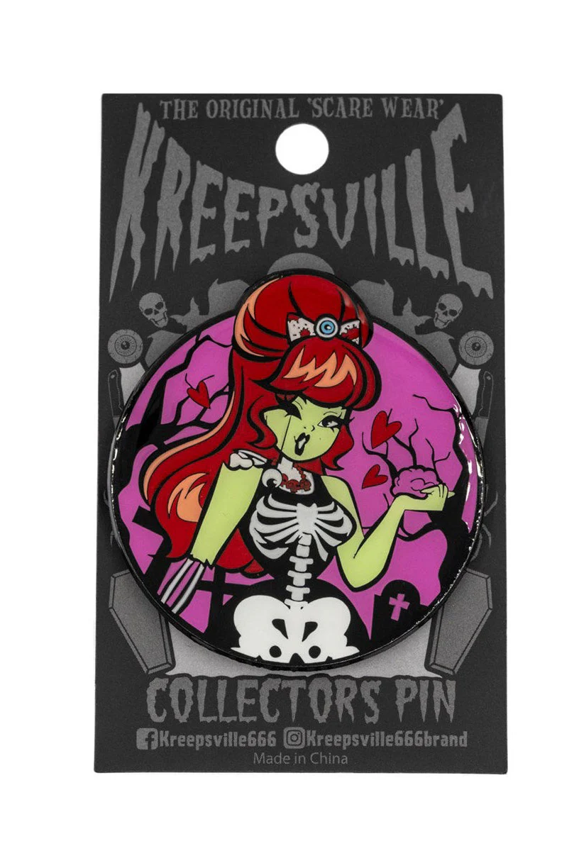 Zombie Girl Moon Glow Enamel Pin - Image 2
