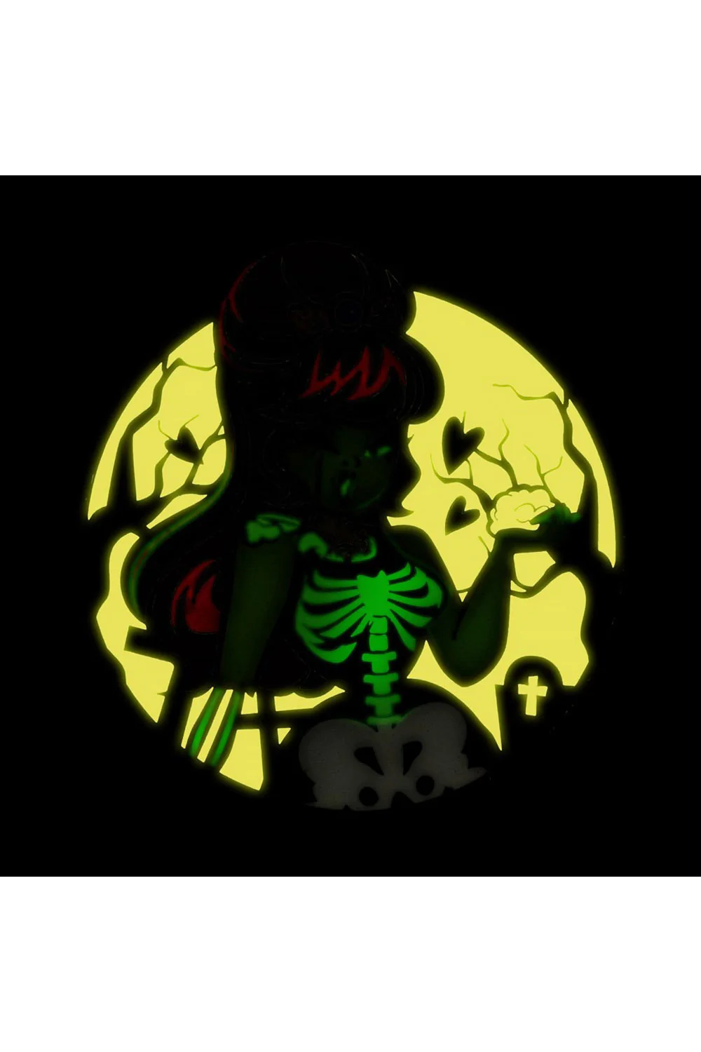 Zombie Girl Moon Glow Enamel Pin - Image 3