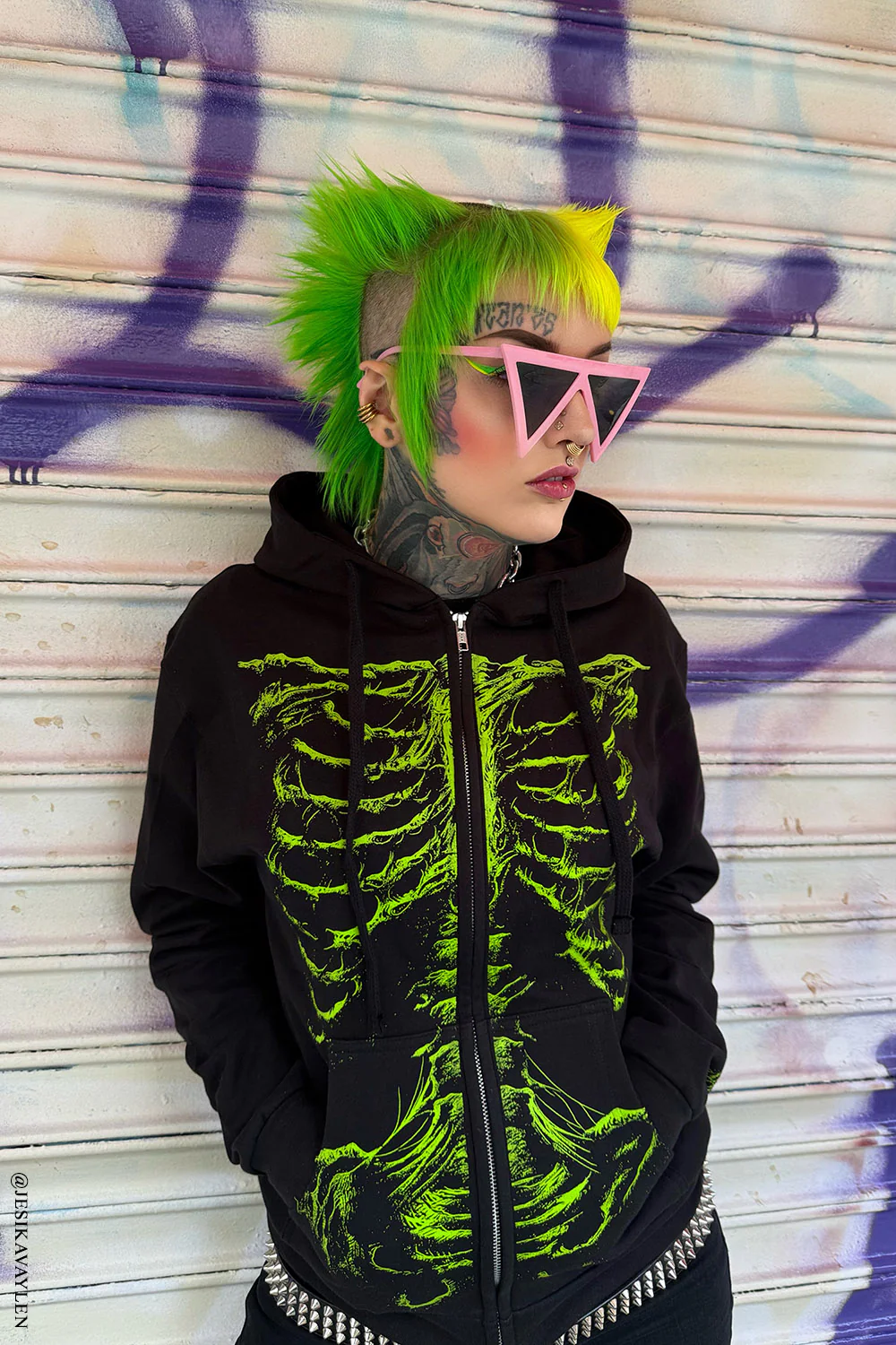 Zombie Rot Skeleton Hoodie [Monster Green] - Image 2