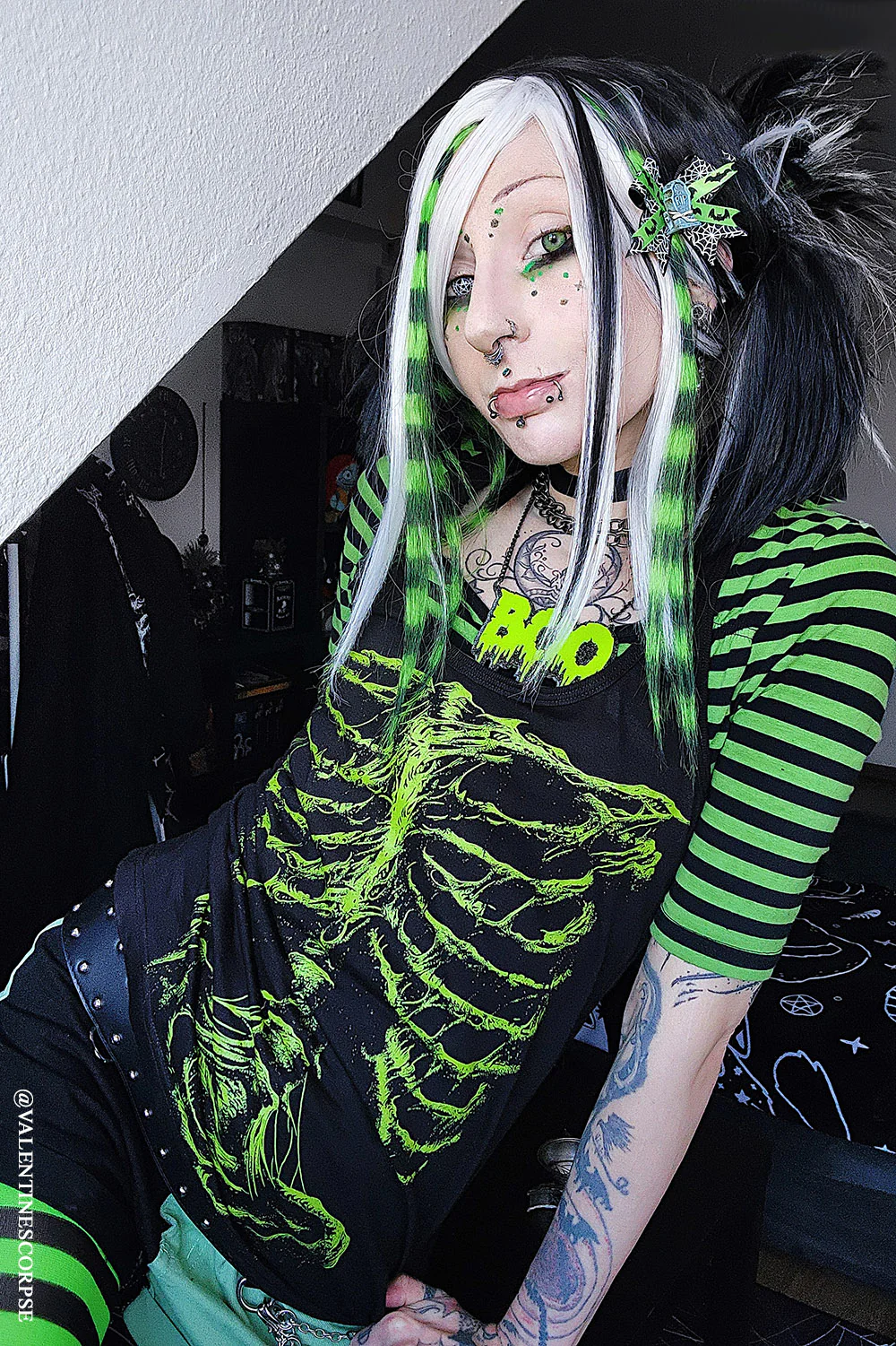 Zombie Rot Skeleton T-shirt [Monster Green] - Image 11