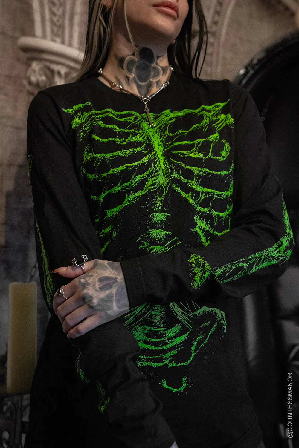 Zombie Rot Skeleton T-shirt [Monster Green] - Image 3
